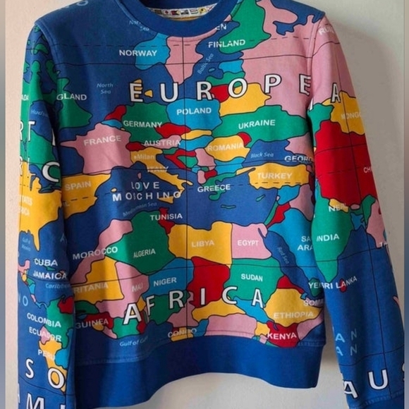Moschino Colorful World Map Sweatshirt Size S (USA 6 ) - Picture 7 of 17